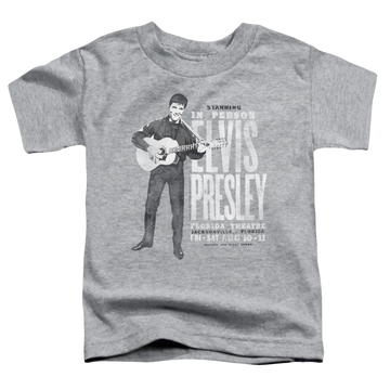 Athletic heather toddler t-shirt with Elvis Presley In Person graphic