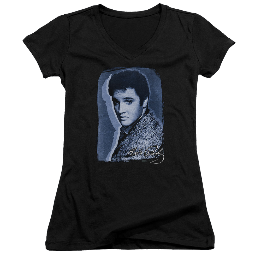 Elvis Presley Overlay - Juniors V-Neck T-Shirt Juniors V-Neck T-Shirt Elvis Presley