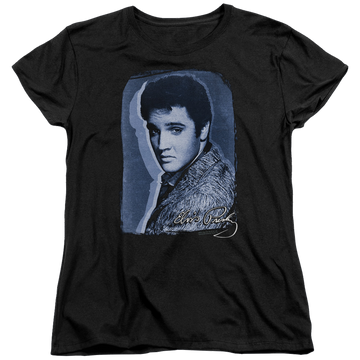 Black women's t-shirt with Elvis Presley Overlay graphic