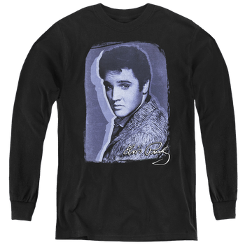 Black youth long sleeve t-shirt with Elvis Presley Overlay graphic