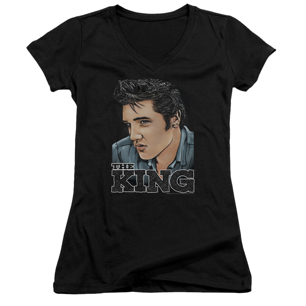 Elvis Presley Graphic King - Juniors V-Neck T-Shirt Juniors V-Neck T-Shirt Elvis Presley