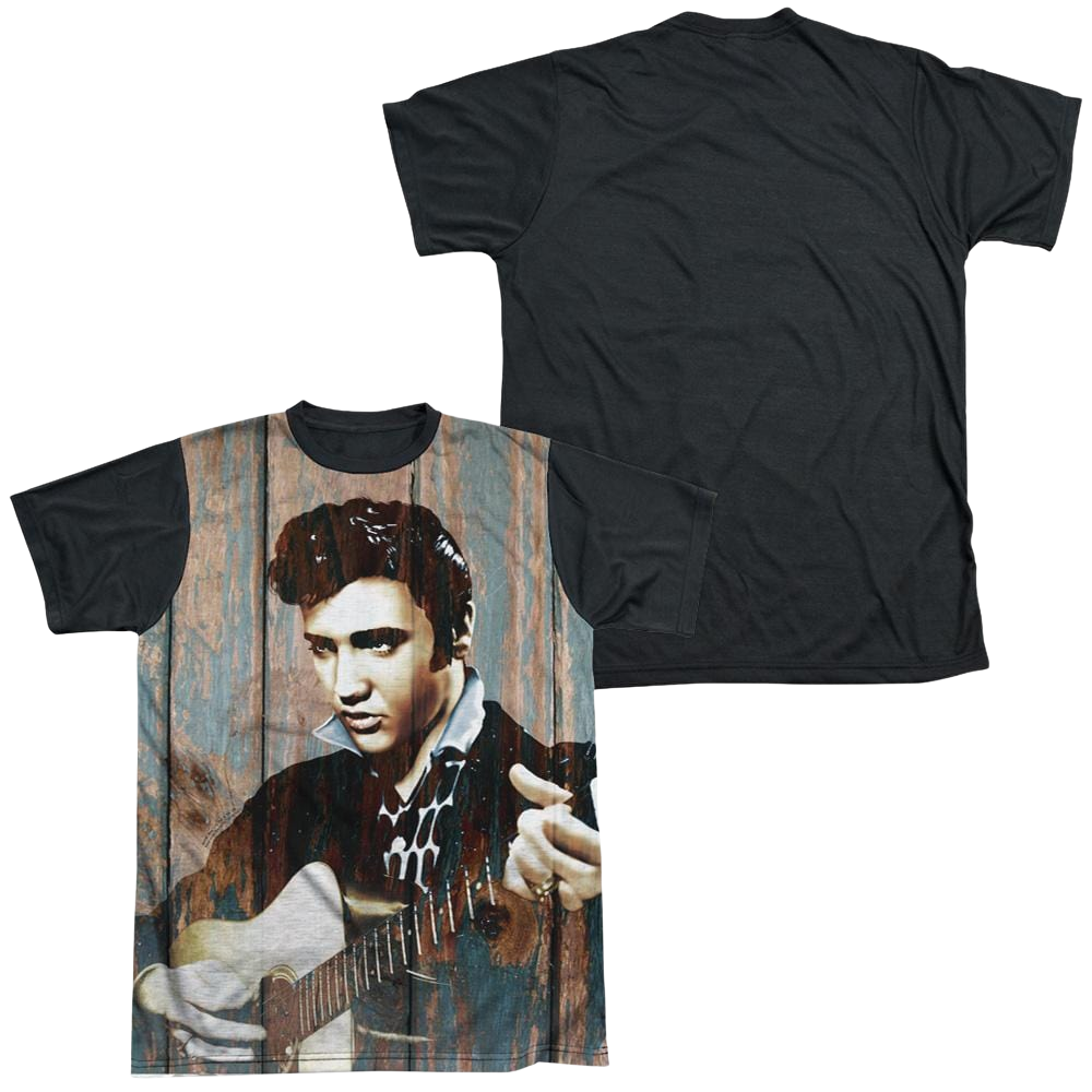 Elvis Presley Woodgrain - Men's Black Back T-Shirt Men's Black Back T-Shirt Elvis Presley