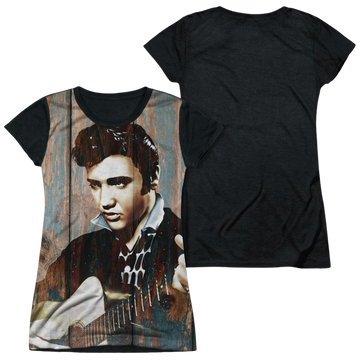 Elvis Presley Woodgrain - Juniors Black Back T-Shirt Juniors Black Back T-Shirt Elvis Presley