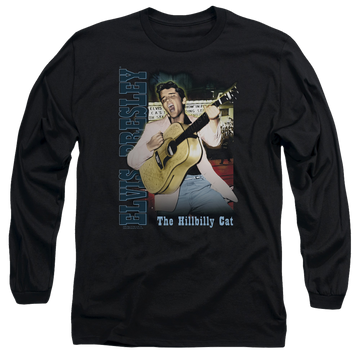 Black men's long sleeve t-shirt with Elvis Presley Memphis graphic
