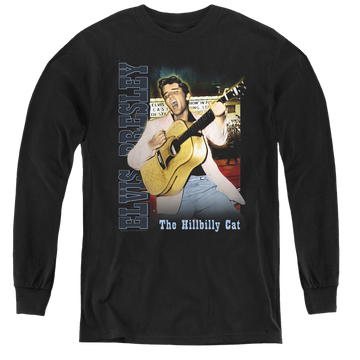 Black youth long sleeve t-shirt with Elvis Presley Memphis graphic