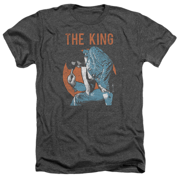 Charcoal men's heather t-shirt with Elvis Presley Mic In Hand graphic
