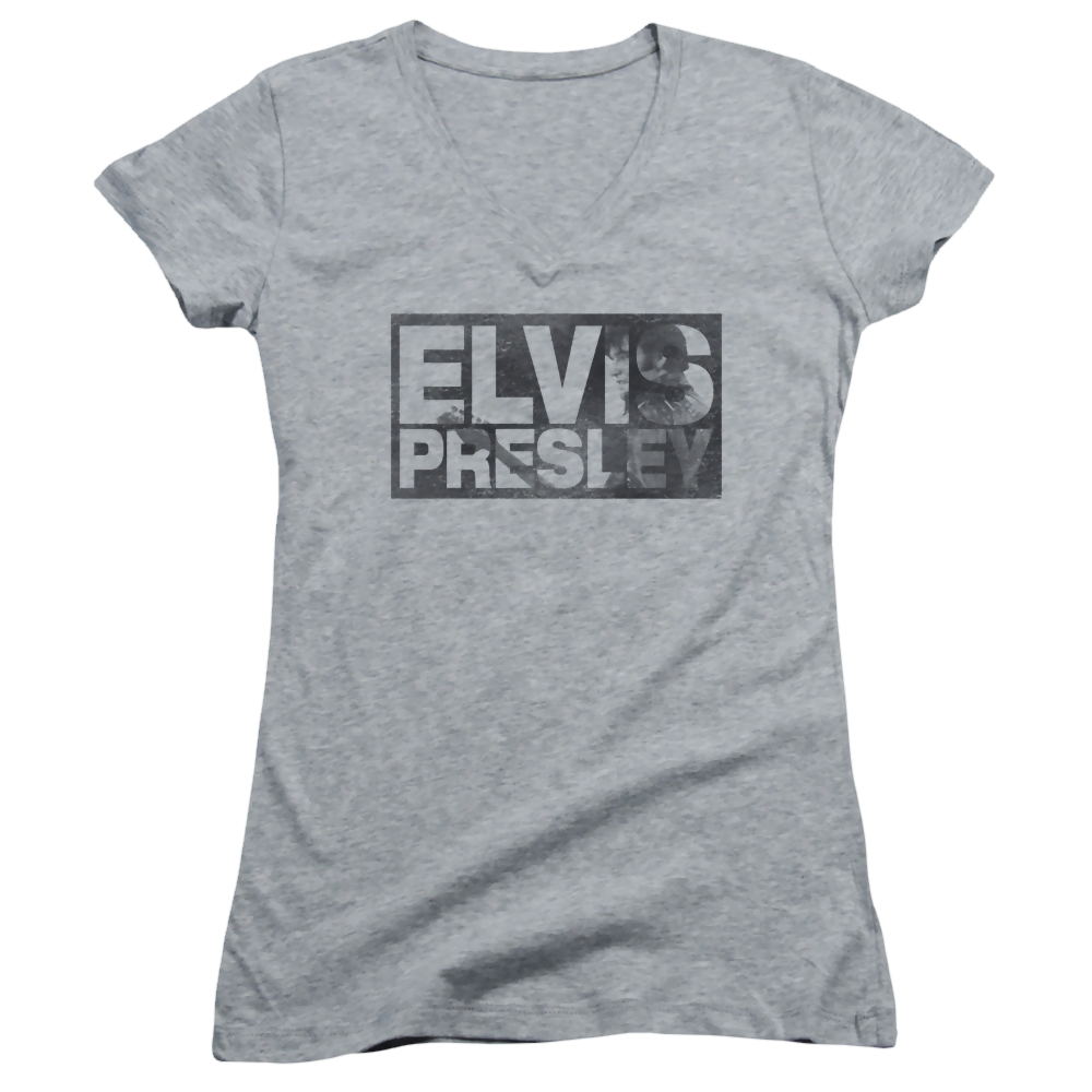 Elvis Presley Block Letters - Juniors V-Neck T-Shirt Juniors V-Neck T-Shirt Elvis Presley