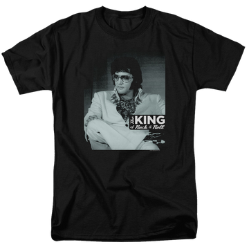 Black men's regular fit t-shirt with Elvis Presley Good To Be graphic