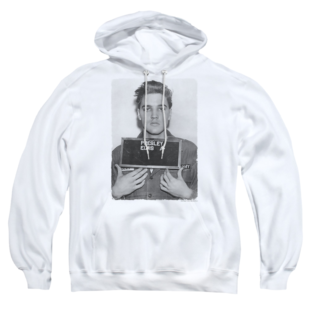 Elvis Presley Army Mug Shot - Pullover Hoodie Pullover Hoodie Elvis Presley