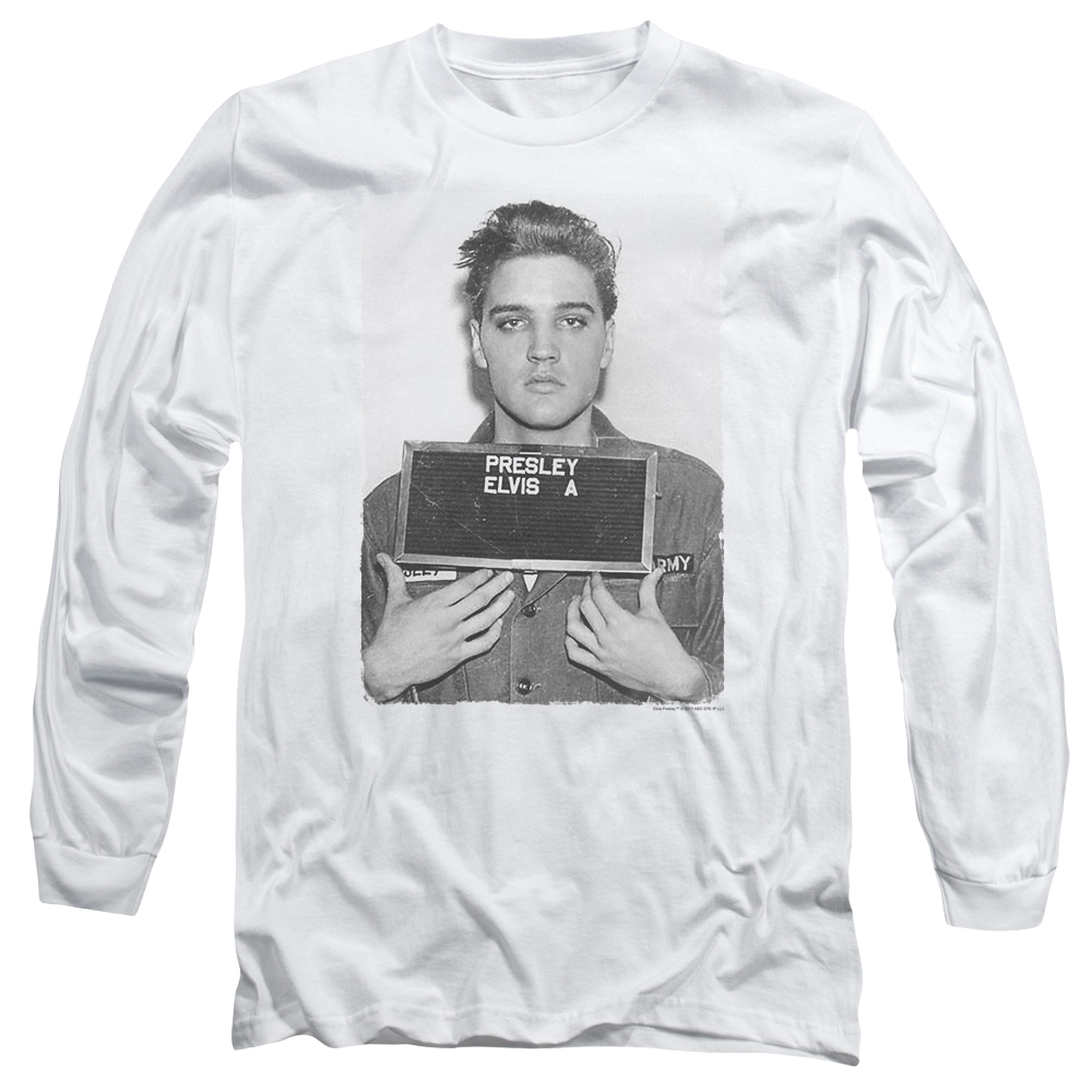 Elvis Presley Army Mug Shot - Men's Long Sleeve T-Shirt Men's Long Sleeve T-Shirt Elvis Presley