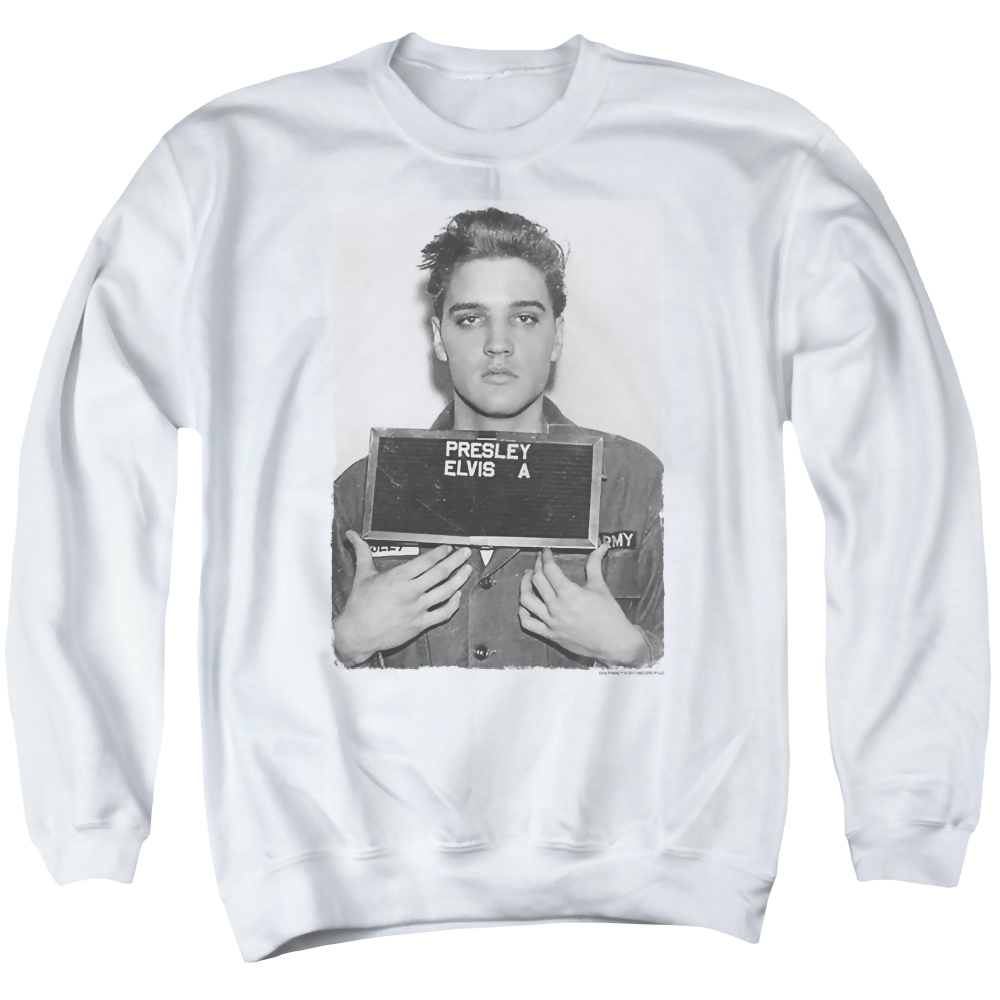 Elvis Presley Army Mug Shot - Men's Crewneck Sweatshirt Men's Crewneck Sweatshirt Elvis Presley