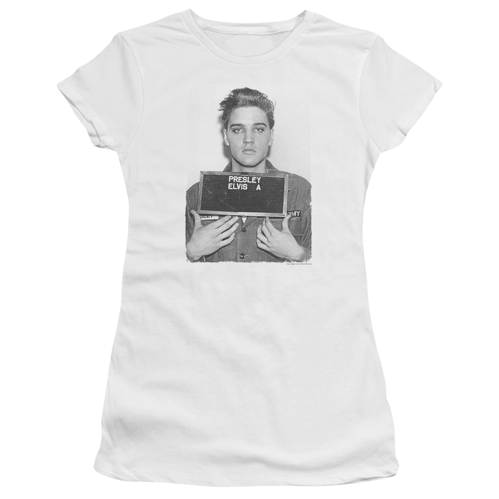 Elvis Presley Army Mug Shot - Juniors T-Shirt Juniors T-Shirt Elvis Presley