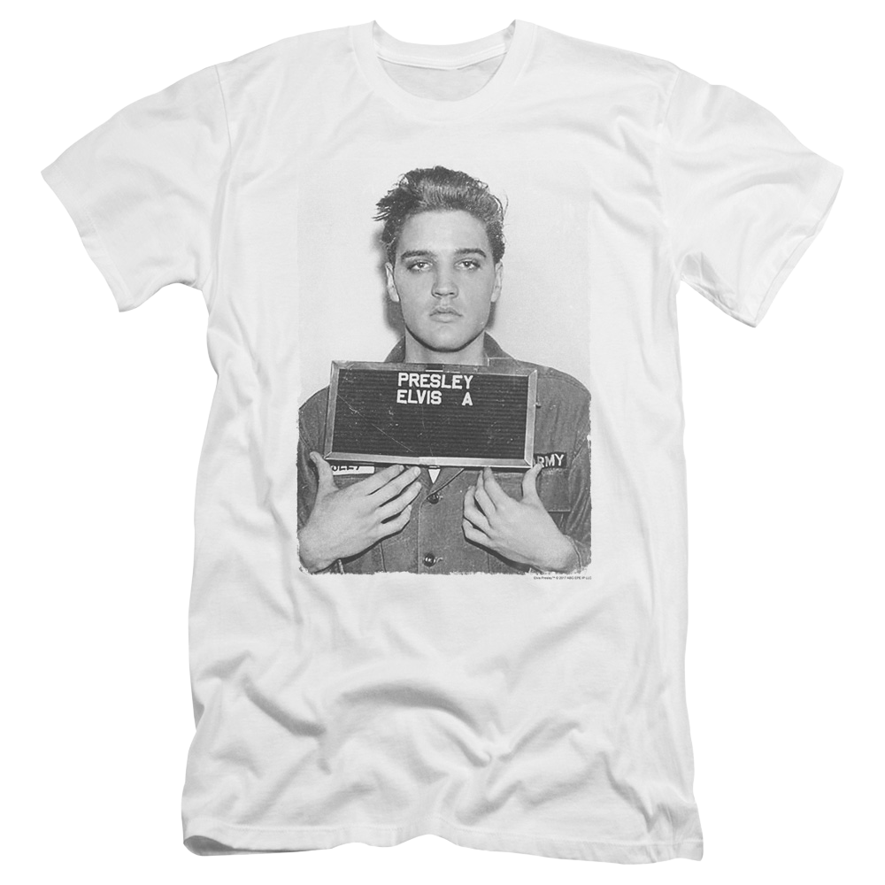 Elvis Presley Army Mug Shot - Men's Premium Slim Fit T-Shirt Men's Premium Slim Fit T-Shirt Elvis Presley