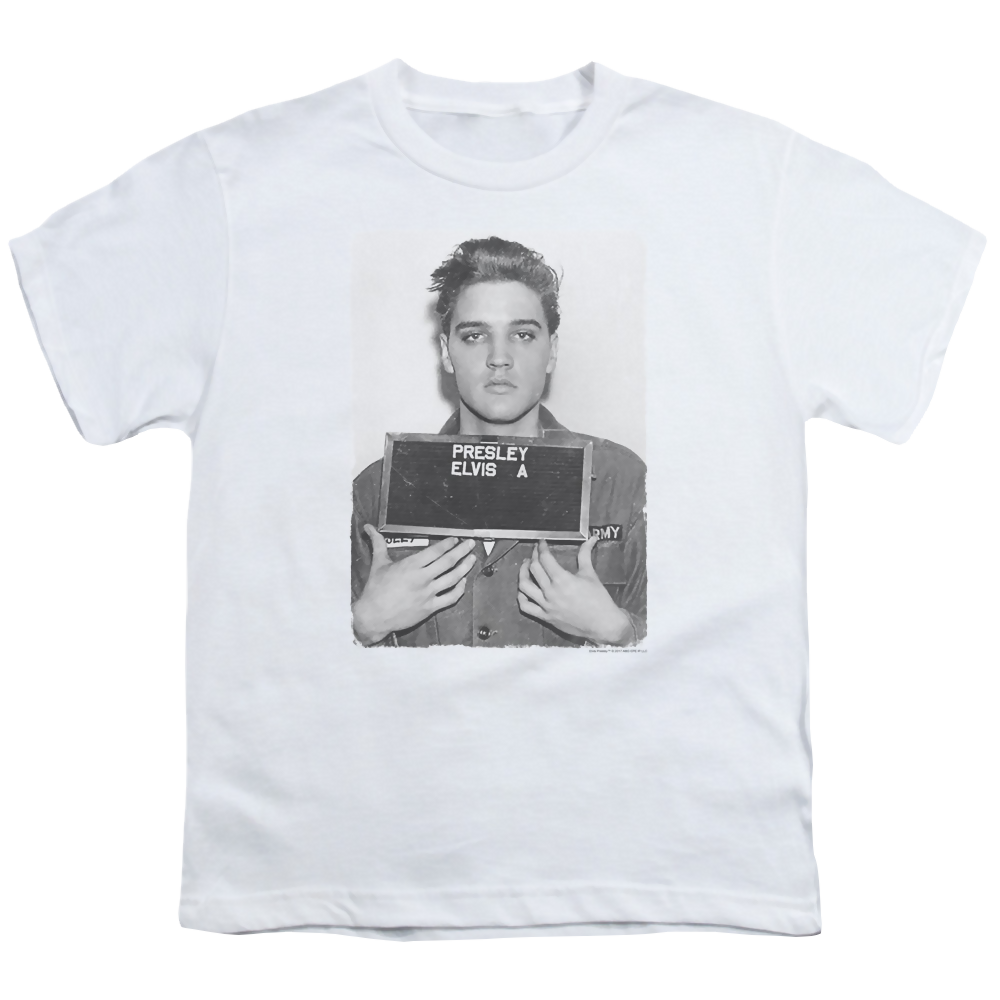 Elvis Presley Army Mug Shot - Youth T-Shirt (Ages 8-12) Youth T-Shirt (Ages 8-12) Elvis Presley