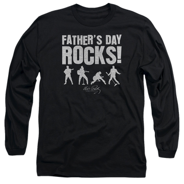 Black men's long sleeve t-shirt with Elvis Presley Fathers Day Rocks graphic