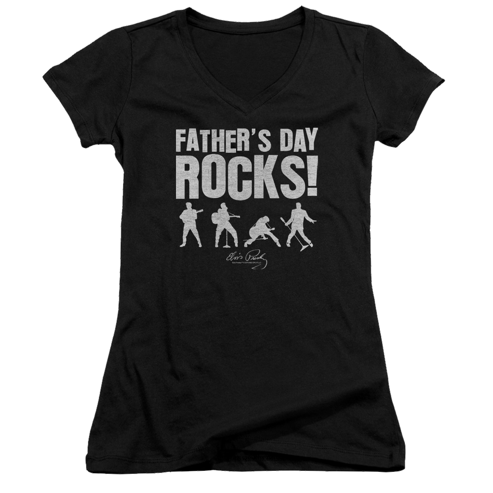 Elvis Presley Fathers Day Rocks - Juniors V-Neck T-Shirt Juniors V-Neck T-Shirt Elvis Presley