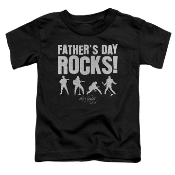 Black toddler t-shirt with Elvis Presley Fathers Day Rocks graphic