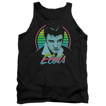 Black men's tank with Elvis Presley Neon King graphic