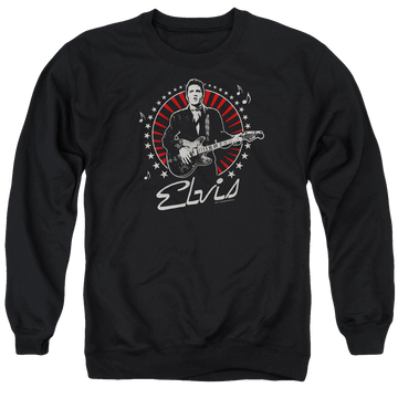 Black men's crewneck sweatshirt with Elvis Presley Stars graphic