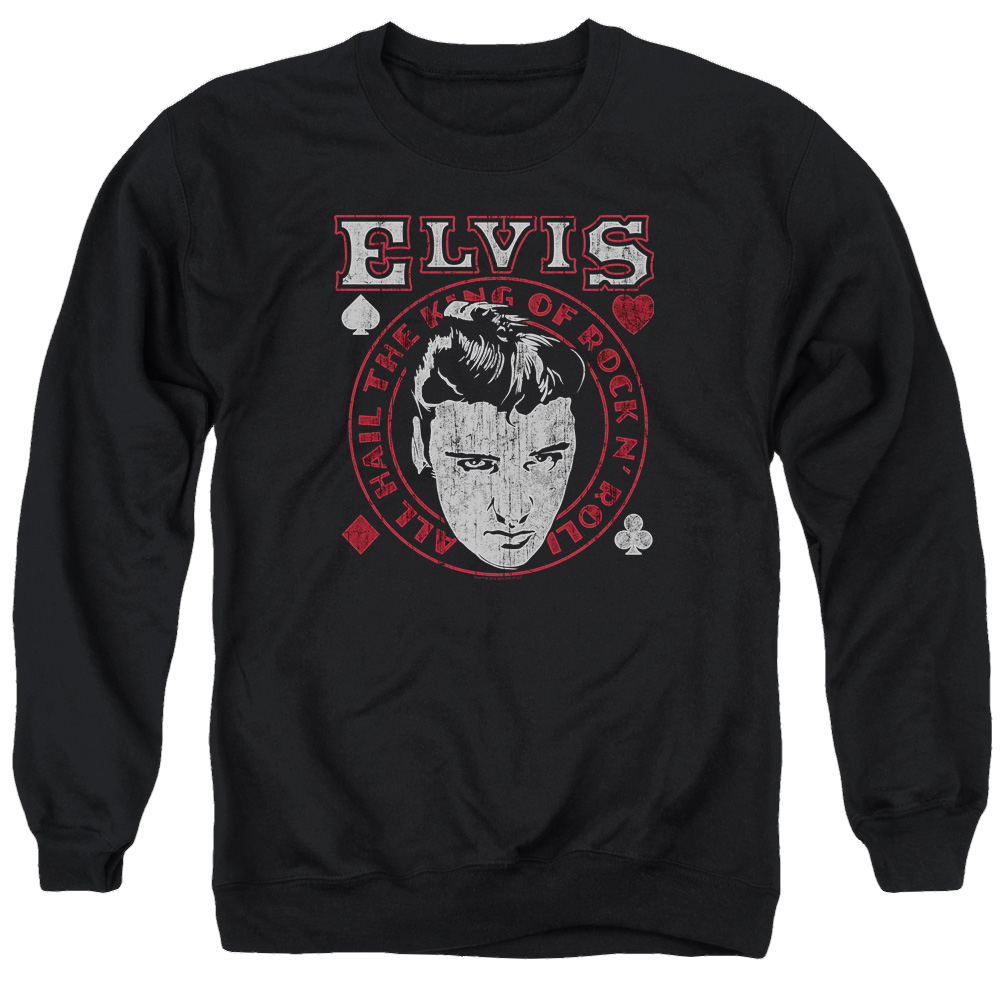 Elvis Presley Hail The King - Men's Crewneck Sweatshirt Men's Crewneck Sweatshirt Elvis Presley