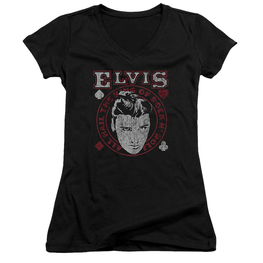 Elvis Presley Hail The King - Juniors V-Neck T-Shirt Juniors V-Neck T-Shirt Elvis Presley