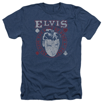 Navy men's heather t-shirt with Elvis Presley Hail The King graphic