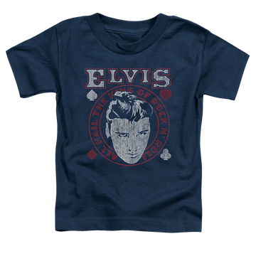 Navy toddler t-shirt with Elvis Presley Hail The King graphic