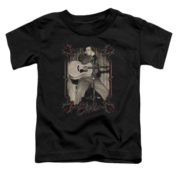 Black toddler t-shirt with Elvis Presley Elvis Pinstripes graphic
