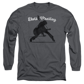 Charcoal men's long sleeve t-shirt with Elvis Presley Overprint graphic