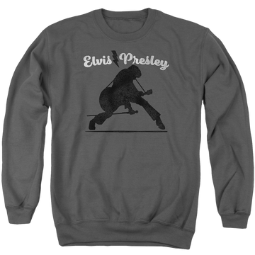 Charcoal men's crewneck sweatshirt with Elvis Presley Overprint graphic