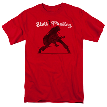 Red men's regular fit t-shirt with Elvis Presley Overprint graphic