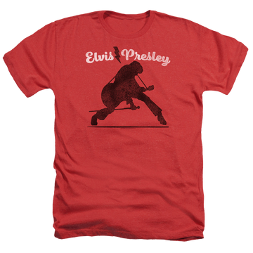 Red men's heather t-shirt with Elvis Presley Overprint graphic