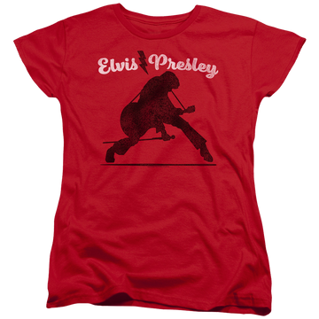 Red women's t-shirt with Elvis Presley Overprint graphic