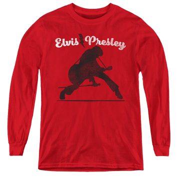 Red youth long sleeve t-shirt with Elvis Presley Overprint graphic