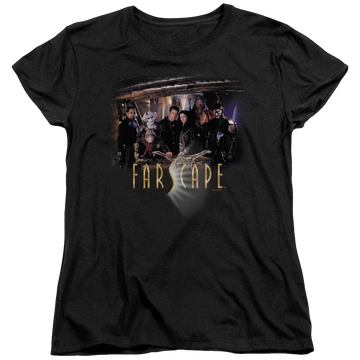 Black women's t-shirt with Farscape Cast graphic
