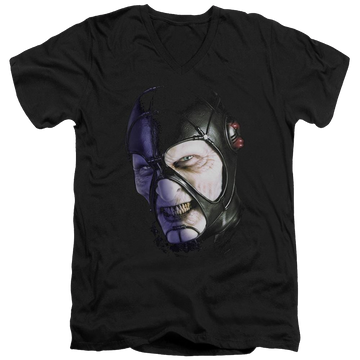Black men's v-neck t-shirt with Farscape Keep Smiling graphic