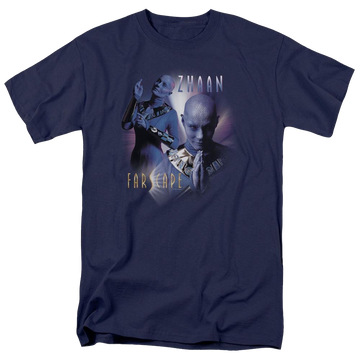 Navy men's regular fit t-shirt with Farscape Zhaan graphic