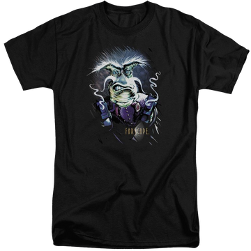 Black men's tall fit t-shirt with Farscape Rygel Smoking Guns graphic