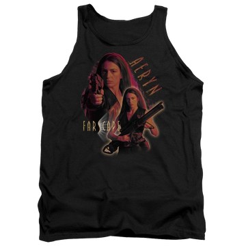 Black men's tank with Farscape Aeryn graphic