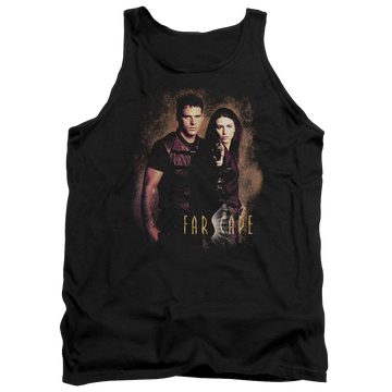 Black men's tank with Farscape Wanted graphic