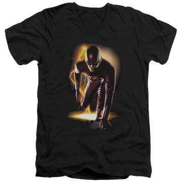 Black men's v-neck t-shirt with The Flash Ready graphic