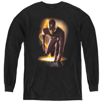 Black youth long sleeve t-shirt with The Flash (Tv Series) Ready graphic
