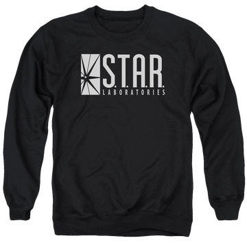 Black men's crewneck sweatshirt with The Flash S.t.a.r. graphic