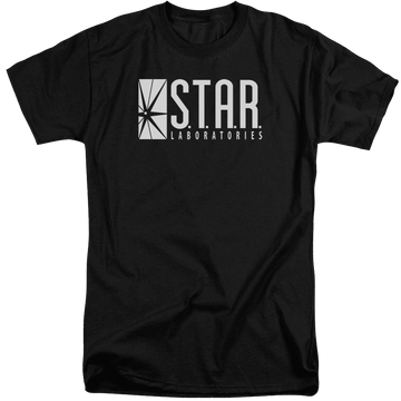 Black men's tall fit t-shirt with The Flash S.t.a.r. graphic