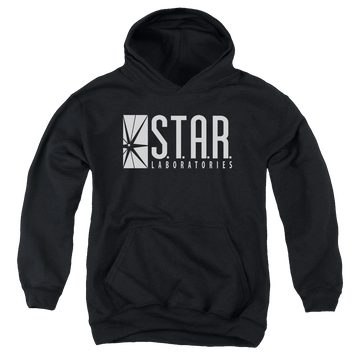 Black youth hoodie for ages 8 to 12 with The Flash (TV Series) S.T.A.R. graphic