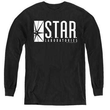 Black youth long sleeve t-shirt with The Flash (Tv Series) S.T.A.R. graphic