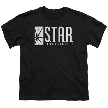 Black youth t-shirt for ages 8 to 12 with The Flash (TV Series) S.T.A.R. graphic