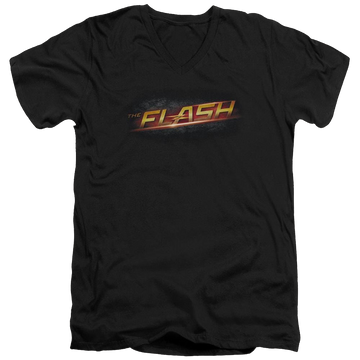 Black men's v-neck t-shirt with The Flash Logo graphic