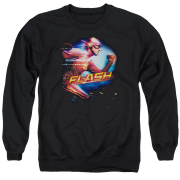Black men's crewneck sweatshirt with The Flash (TV Series) Fastest Man graphic