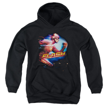 Black youth hoodie for ages 8 to 12 with The Flash (TV Series) Fastest Man graphic